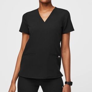 Figs Black Women's V-Neck Scrub Top